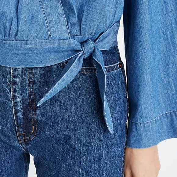 Madewell Denim Bell-Sleeve Wrap Top - Picture 13 of 16